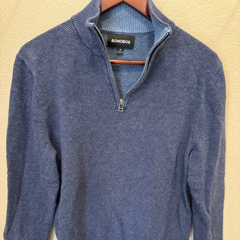 Bonobos Washable Cotton Cashmere Half-Zip.  Color.  Blue.  Size:  Medium